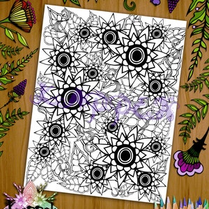 Printable Coloring Page - Floral Henna Design - PDF and JPG Download