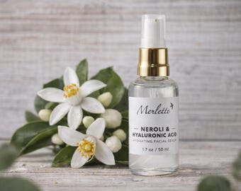 Sérum visage naturel à l'acide hyaluronique et au néroli | Soins de la peau éclat hydratants | 50 ml