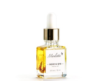 Huile pour le visage à la rose et à la coenzyme Q10 | Sérum hydratant, éclat léger, soins de la peau mature | 15 ml