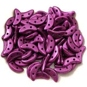 Czech Glass CzechMates Crescent Beads - Two Hole Beads - Saturated Metallic Spring Crocus - 10x3mm - 10 Grams