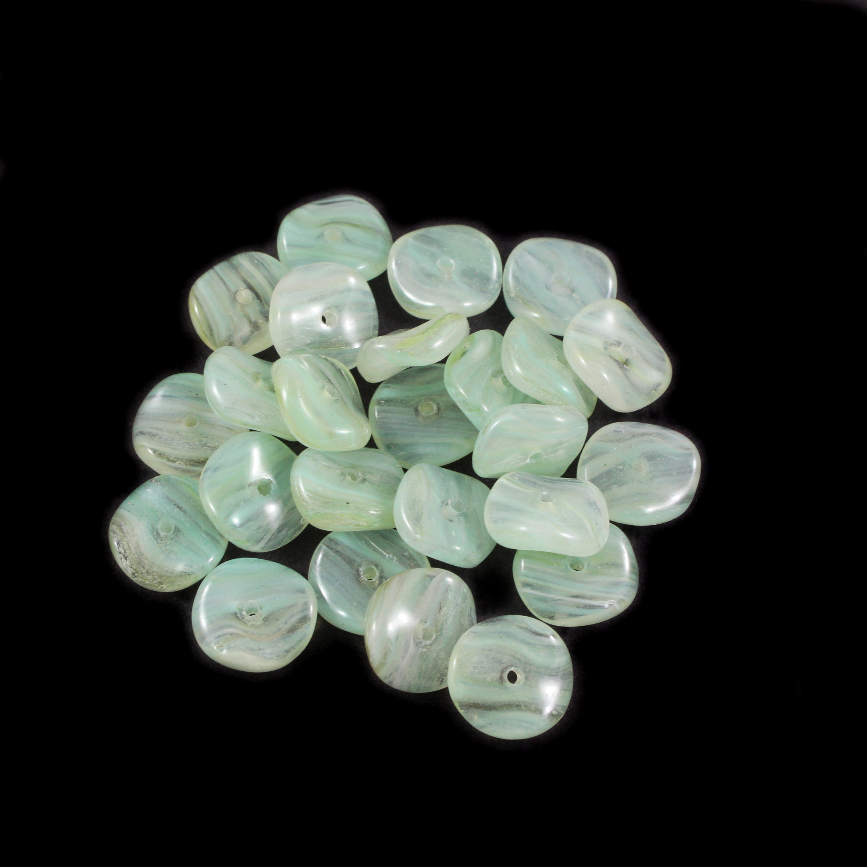thumbnail image 2 of 10 Czech Glass 12mm X 3mm Wavy Ripple Opaque Rondelle Spacer Beads – Czech Republic 2 of 4