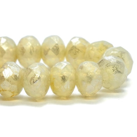 Czech Glass Rondelle Beads Semi-transparent Yellow Ivory - Etsy