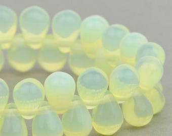 Czech Glass Drop Beads - Czech Glass Beads - Yellow Opaline - 6x4mm - 50 Beads