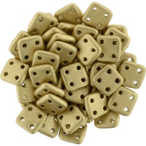 チェコガラスビーズ - CzechMates ビーズ - 4 穴ビーズ - QuadraTile ビーズ - タイルビーズ - マットメタリックフラックス - 6 mm - 10 グラム