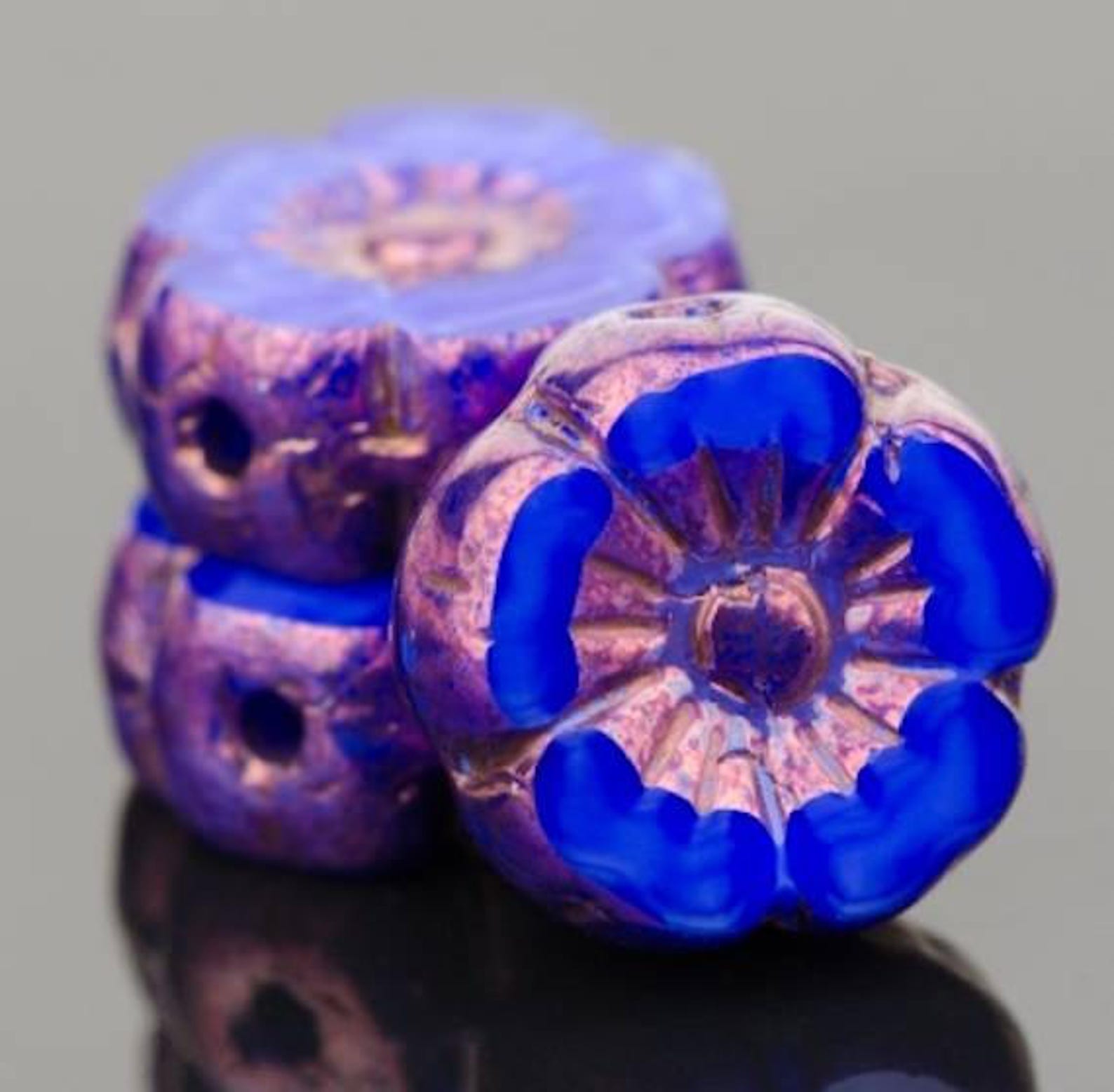 Czech Glass Flower Beads Pansy Beads Hawaiian Beads Etsy