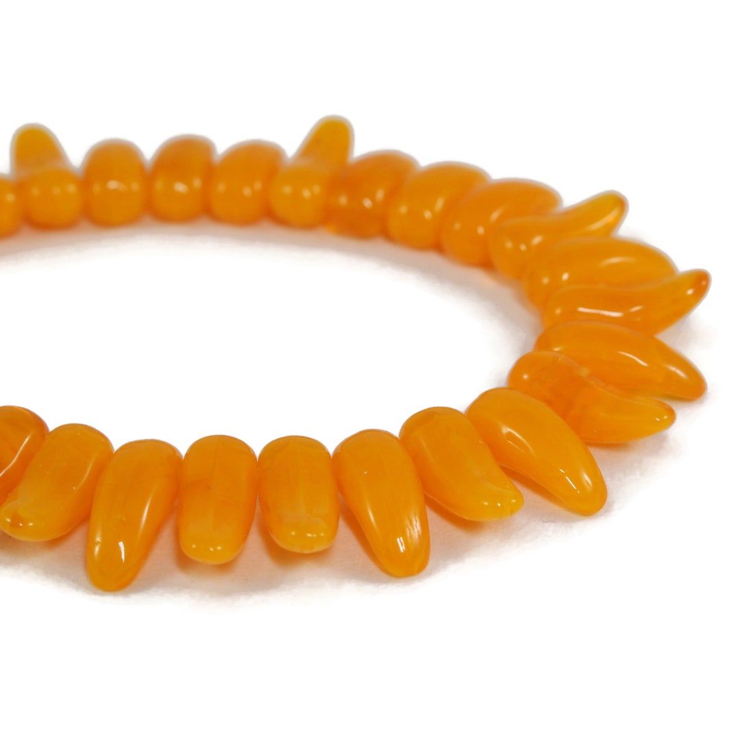 Czech Glass Chili Pepper Beads Orange Opaline 13x5mm 30 Etsy