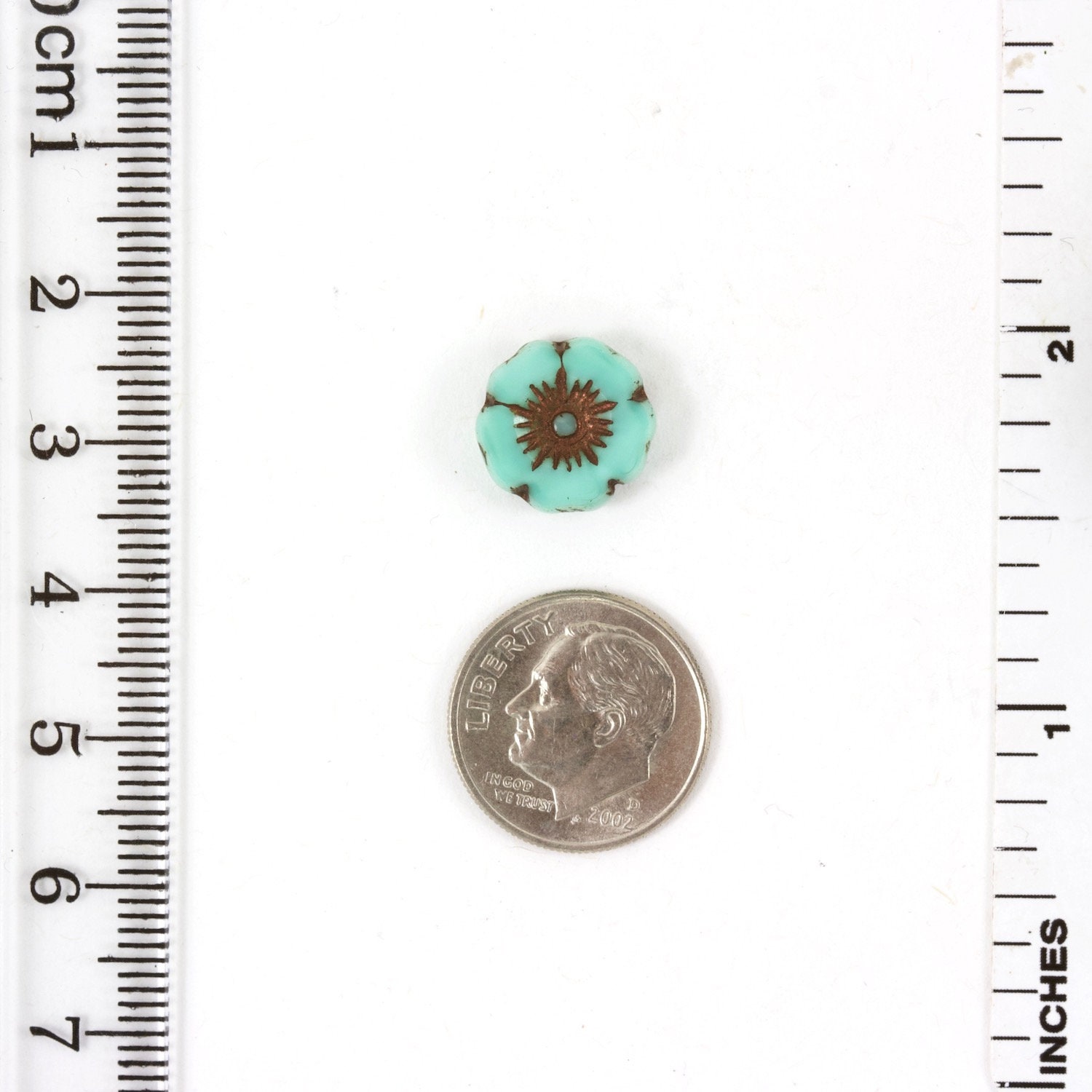 Czech Glass Hibiscus Flower Beads - Aqua Blue Uranium