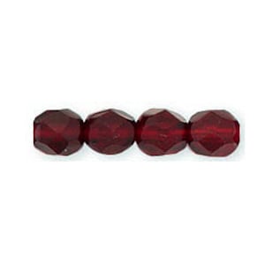 Czech Glass Faceted Round Beads - Fire Polished Beads - Garnet Red - 6mm - 25 Beads