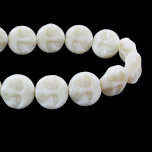 Czech Glass Moon Face Beads - Celestial Beads - Ivory Opaque - 13mm - 15 Beads