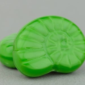 Nautilus Beads - Czech Glass Beads - Green Silk - 17x14mm Beads - 10 Beads