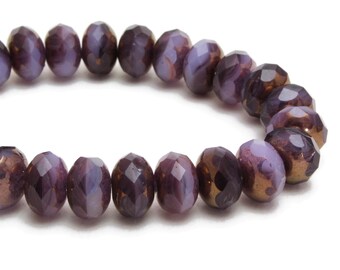 15pc Capri Blue Bicone Czech Glass Beads, Golden Edge Fire Polished
