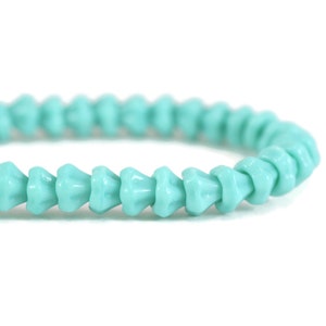 Czech Glass Tiny Bellflower Beads - Flower Beads - Turquoise Opaque - 5x6mm - 50 Beads
