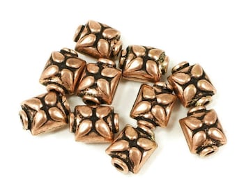 Oxidized Copper Bali Style Beads - Copper Leaf Beads - Antiqued Copper Beads - 7x9mm - 10 Beads