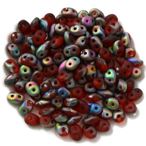 Czech Glass Matubo SuperDuo Beads - Two Hole Beads - Matte Hyacinth with Vitral Finish - 5x2mm - 2.5&quot; Tube (approx. 8-9 grams)