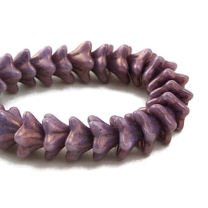 Czech Glass 5 Point Bellflower Beads - Purple Luster - 6x9mm - 25 Beads