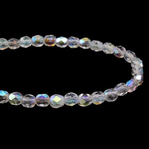 Czech Glass Round Faceted Beads - Fire Polished Beads - Crystal AB  Beads - 4mm - 50 Beads