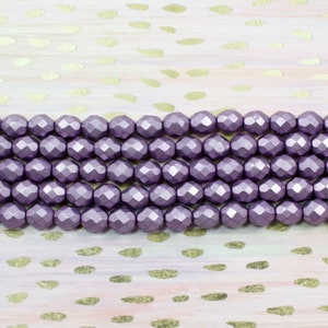 Czech Glass Round Faceted Beads - Fire Polished Bead - ColorTrends Saturated Metallic Ballet Slipper - 8mm - 25 Beads