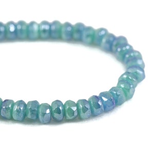 Czech Glass Gem Cut Micro Spacer Beads - Ocean Blue Opaline Mix with White Luster - 3x2mm - 50 Beads
