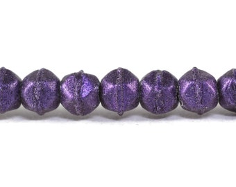 Czech Glass Beads - English Cut Beads - Purple Metallic Suede - 3mm Beads - 100 Beads