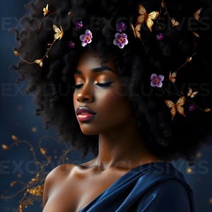 Afrocentric Digital Art | Black Woman Fantasy Portrait | High-Resolution Wall Print- Devine Essence