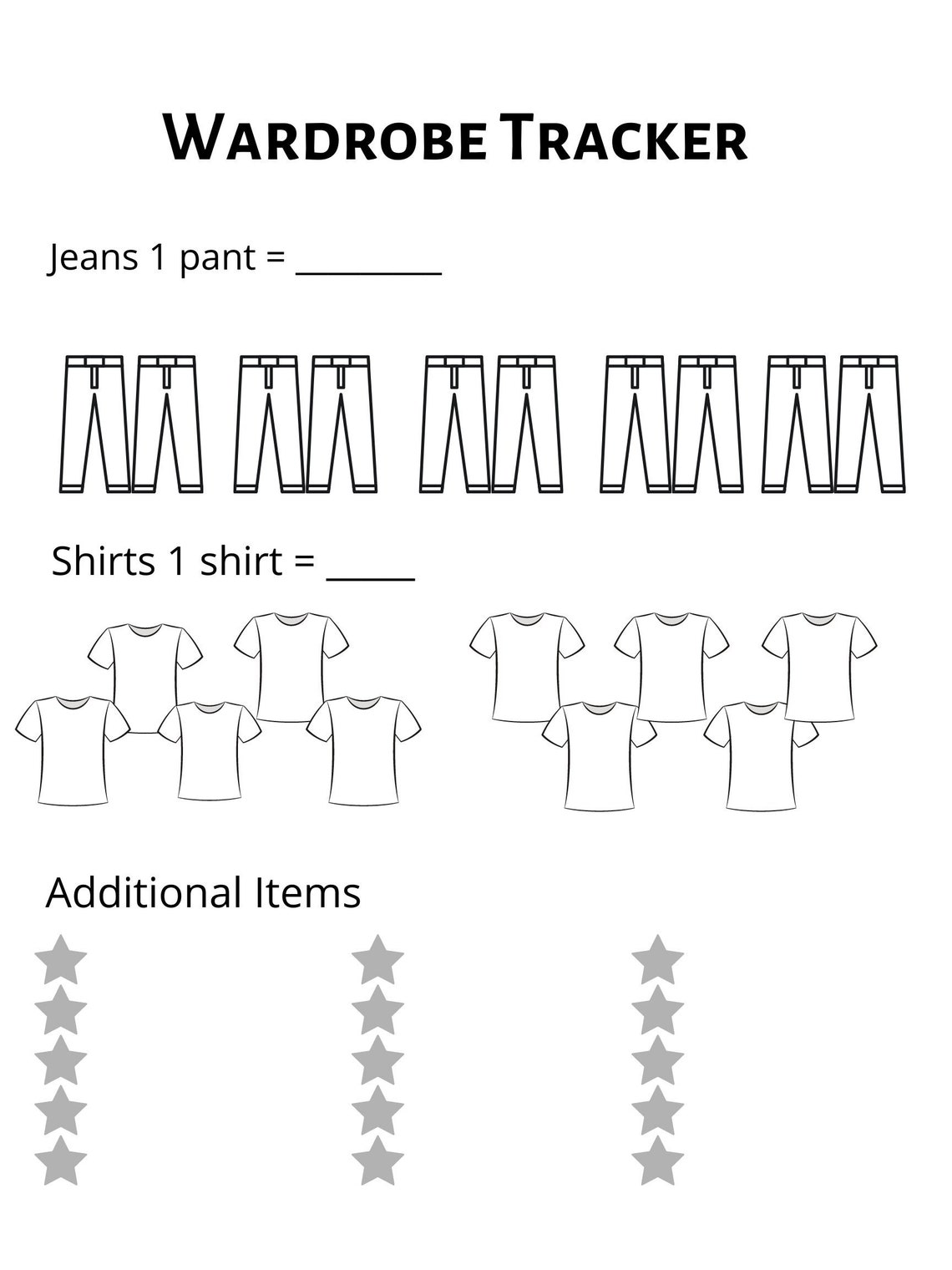 Wardrobe Tracker Printable - Etsy