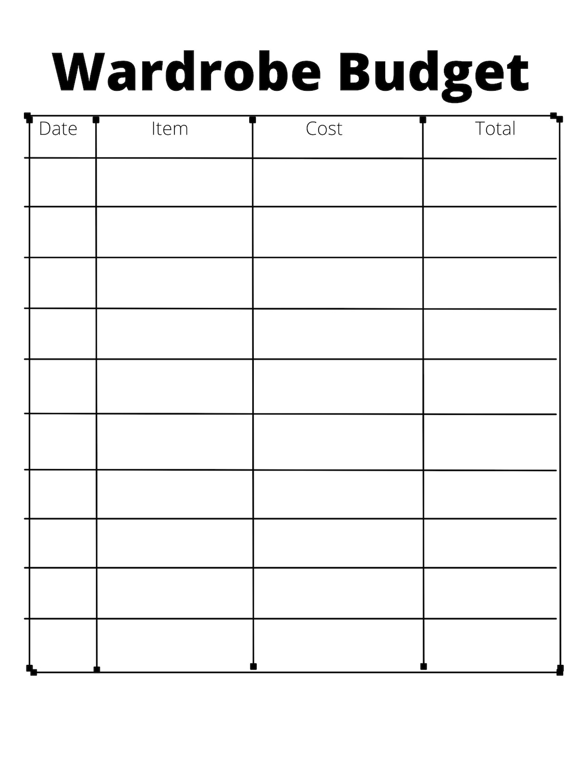 Wardrobe Tracker Printable - Etsy UK