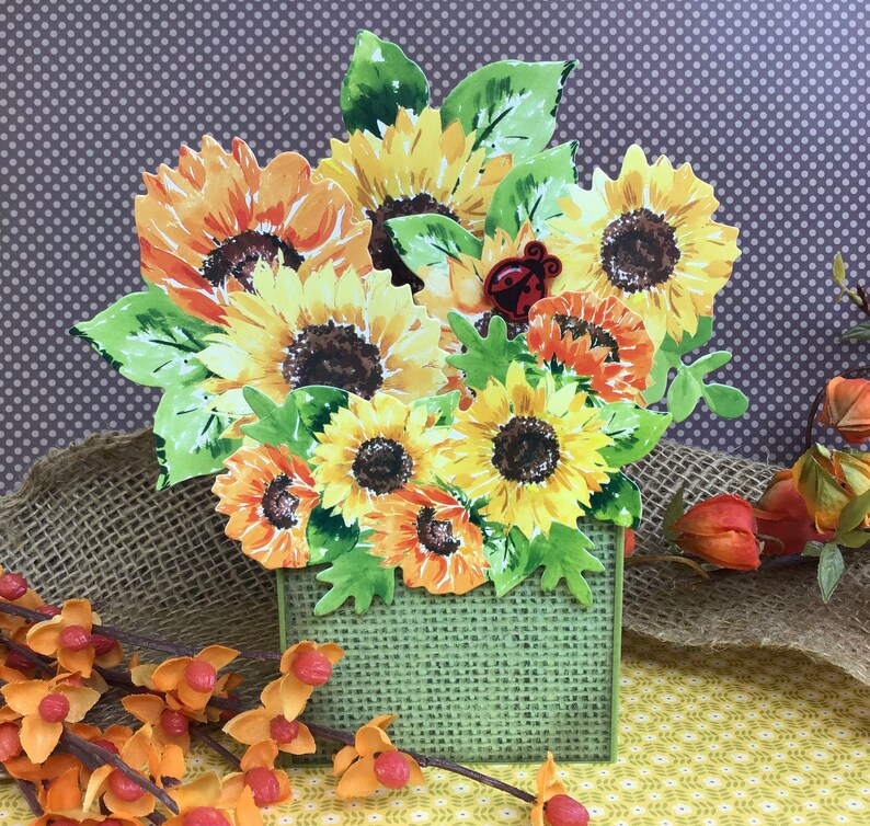 Unique Sunflower Bouquet Cardinabox Floral Nature Etsy