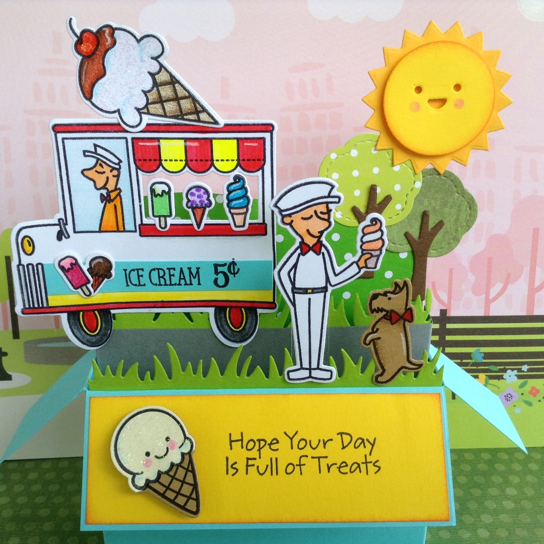 Unique Ice Cream Truck Pop up Card All Occasion Summer Card Etsy