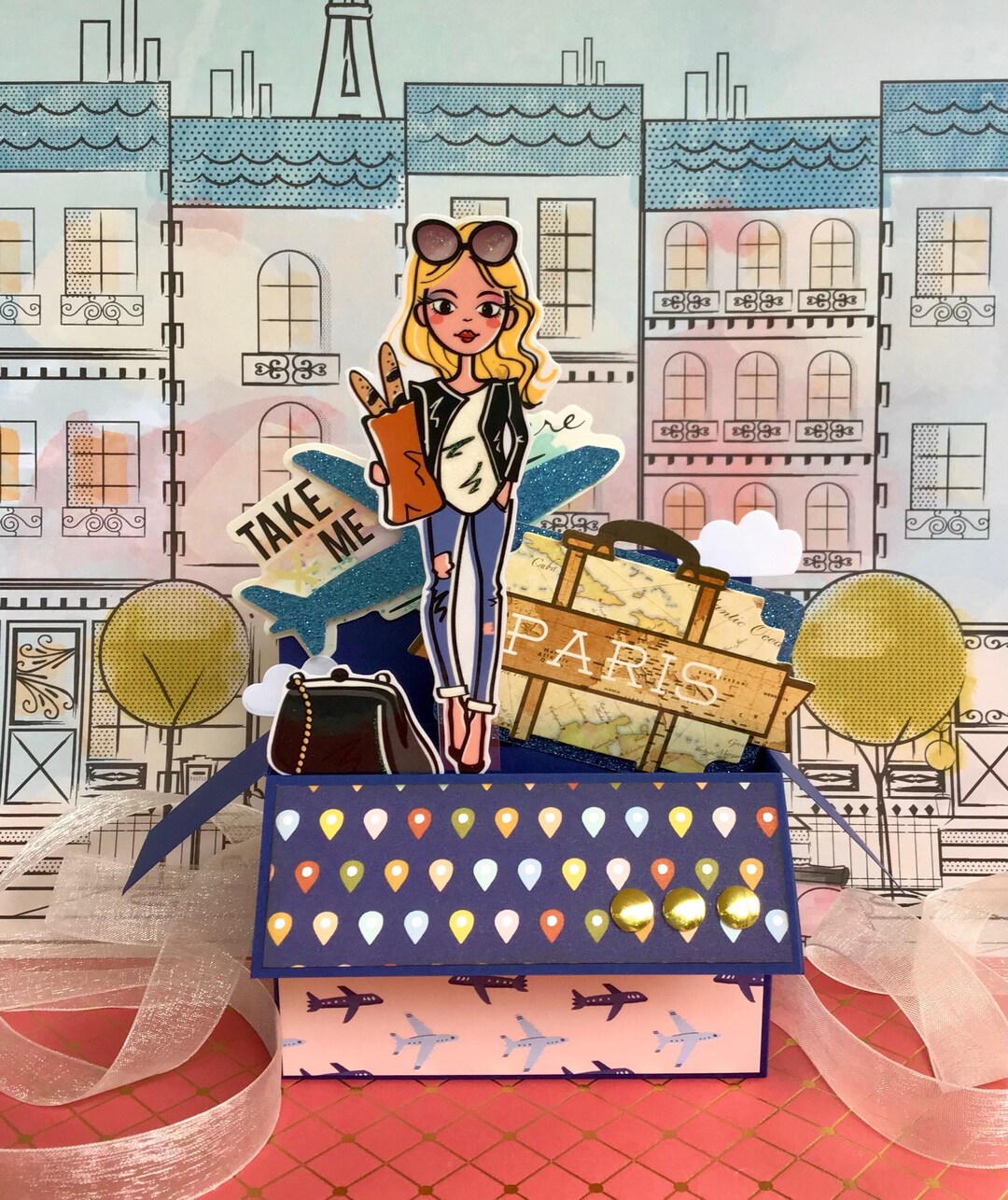 NEW Popup Travel Card Paris Vacation Work Travel Globe Etsy