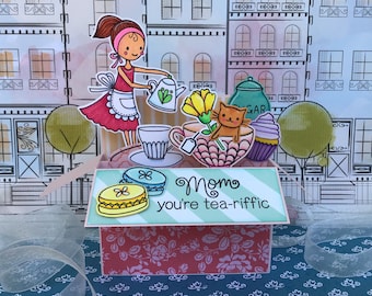 Pop Up Tea Card, Unique Tea Themed Card in a Box, Mother's Day, Birthday for Mom, Aunt, Daughter, Sister, Friend, Thank You Card