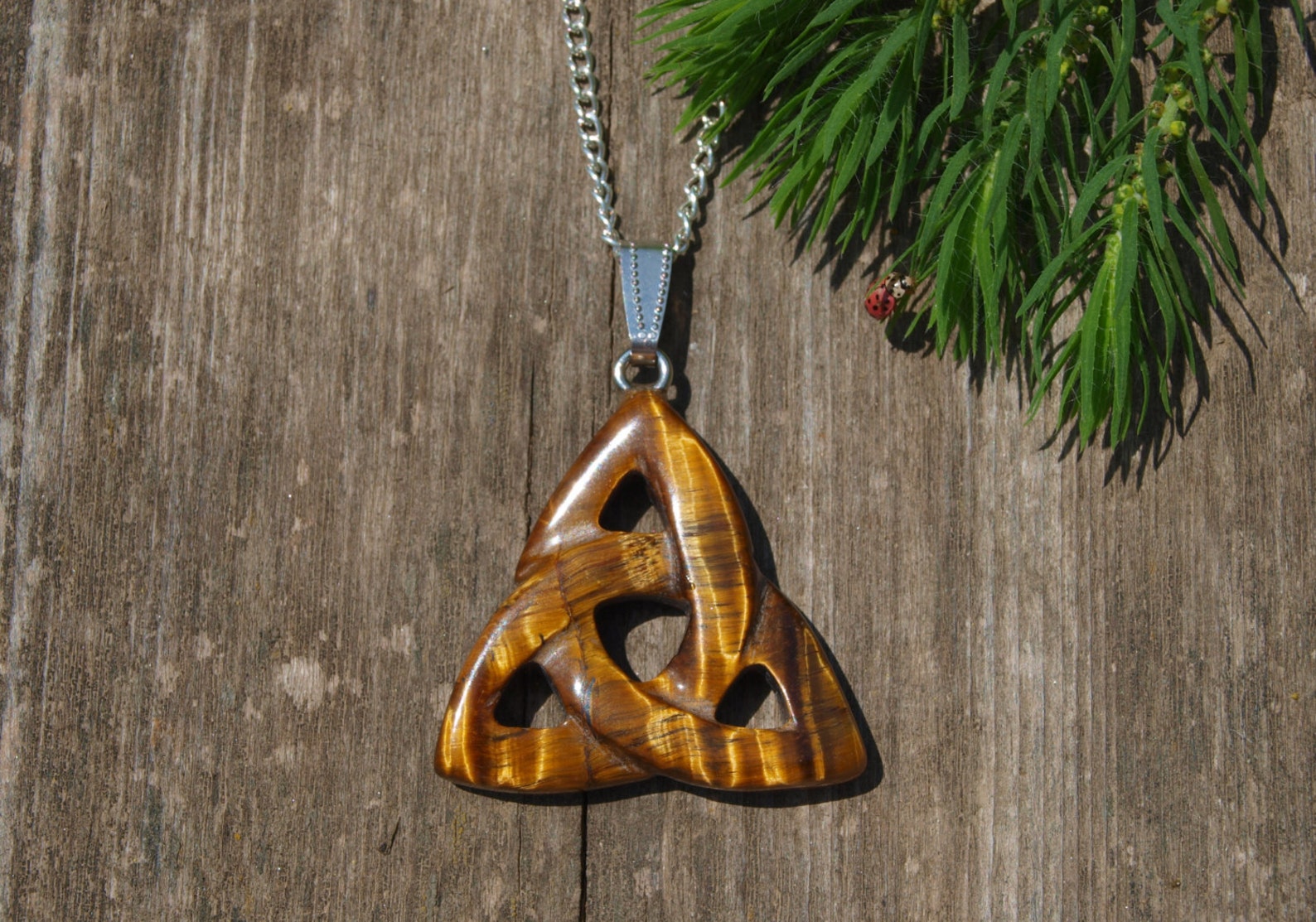 Triquetra pendant Celtic knot trinity necklace Pagan jewelry Etsy