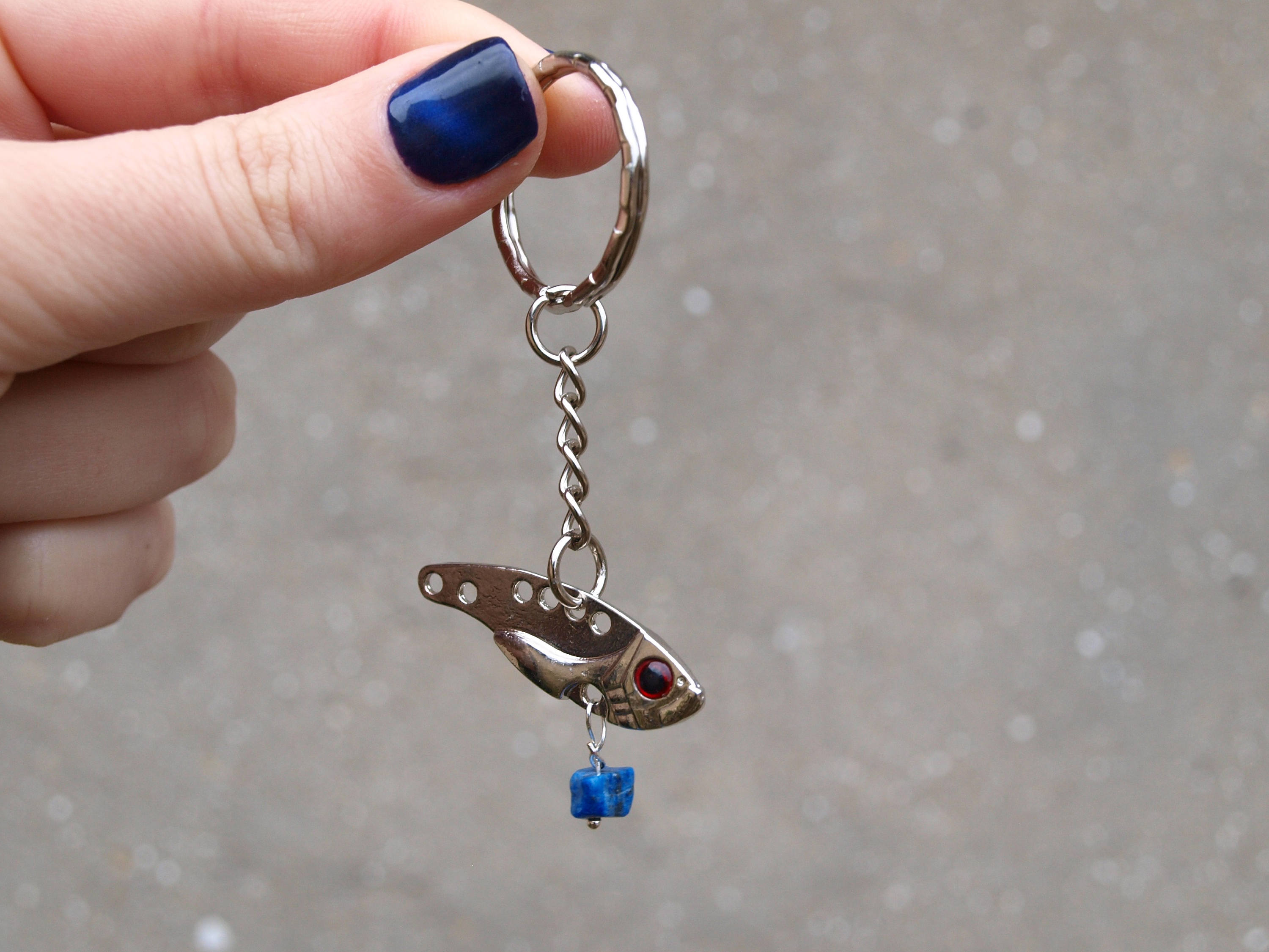 Fishing gift Fish key chain Silver Keychain Fisherman gift