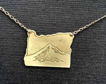 Oregon cutout Large pendant with Mt Hood/Ocean Waves