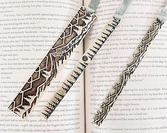 Brass Bookmarks, handmade Pacific Northwest and book inspired 1/2” wide x 6” long brass bookmarks with velvet ribbon and charm