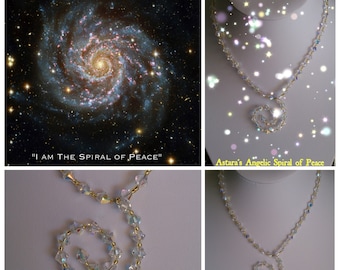 Angelic Spiral of Peace Swarovski Crystals Handmade Magnetic Gold clasp