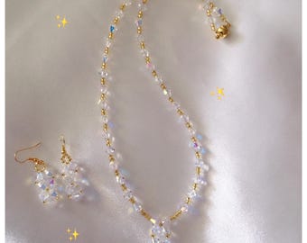 Crystalline DNA Swarovski Necklace Set Ascension Jewellery Gold Magnetic Clasp
