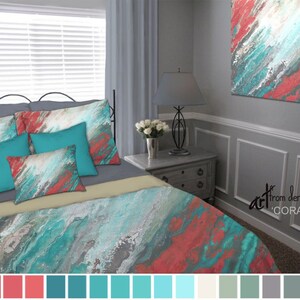 Grey teal and coral bedding set or 20+ Duvets ideas in 2020 | duvet