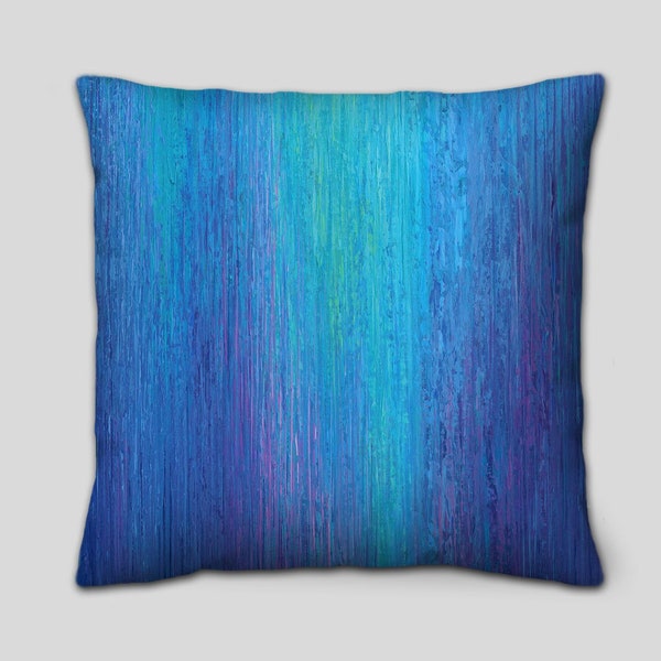 Purple aqua & cobalt blue throw pillows, decorative pillow for bed decor, couch cushions set or large outdoor pillow