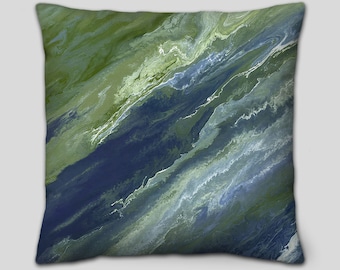 Large olive green and navy throw pillows, Blue decorative pillows for couch, Large sofa cushion covers, or Outdoor pillows