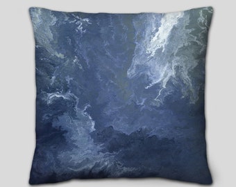 White and navy blue throw pillow, Decorative navy throw pillows for bed, large couch pillows set, sofa cushion covers or outdoor pillows