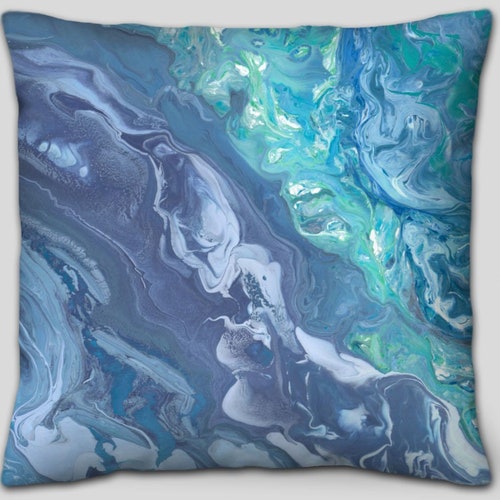 Large Couch Pillows Set or Gray and Turquoise Decorative Etsy