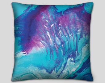 Turquoise throw pillows - Colorful aqua blue, pink & purple decorative accent pillow for bed decor, couch or large outdoor sofa cushions set