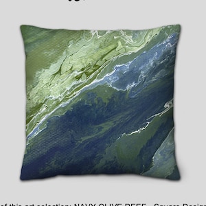 Lime, olive green and navy blue decorative pillow for bed, couch pillows set, Outdoor throw pillows - Abstract functional art