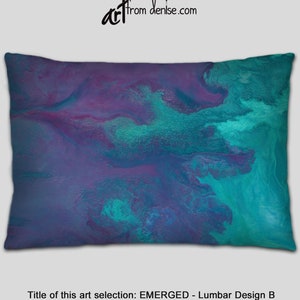 Turquoise, blue, teal and purple lumbar pillow, Modern abstract throw pillows for bed decor or outdoor lumbar couch pillows sets