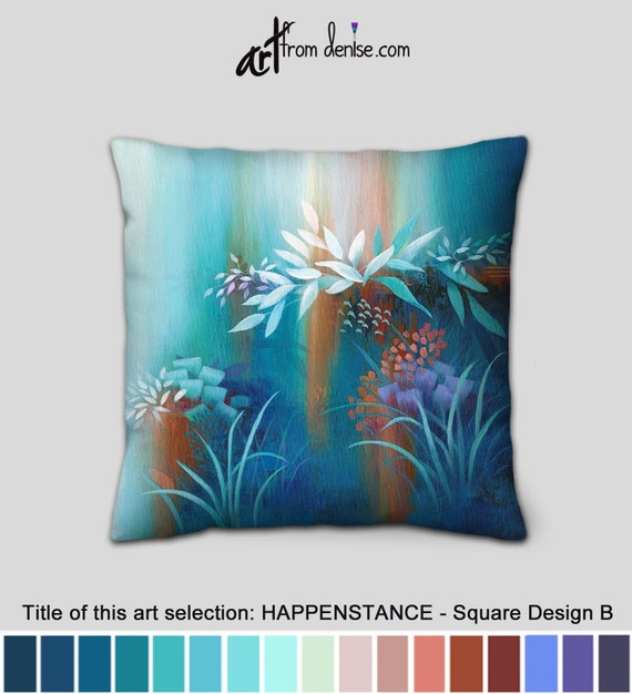 Purple Aqua & Cobalt Blue Throw Pillows, Decorative Pillow for Bed