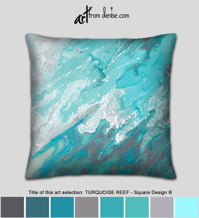 Large Couch Pillows Set or Gray and Turquoise Decorative Etsy