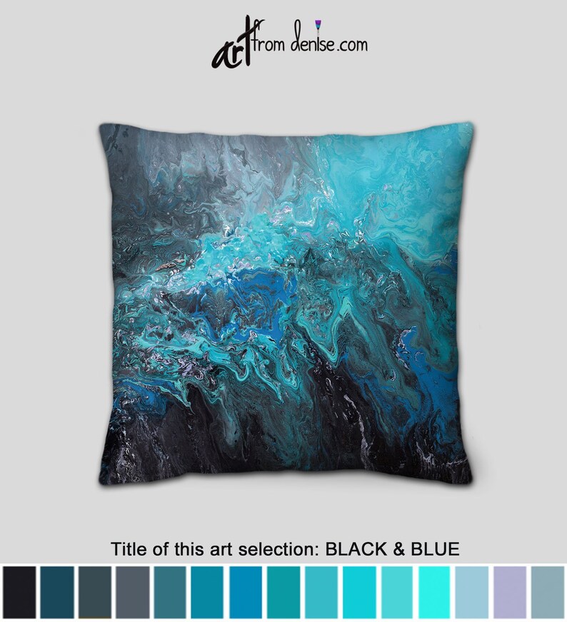 Gray Black and Blue Throw Pillows or Cover Decorative Pillow - Etsy