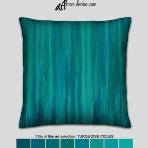Teal and turquoise throw pillow or cover, Square or oblong green & blue pillow for bed decor, couch pillows set, or outdoor sofa pillow
