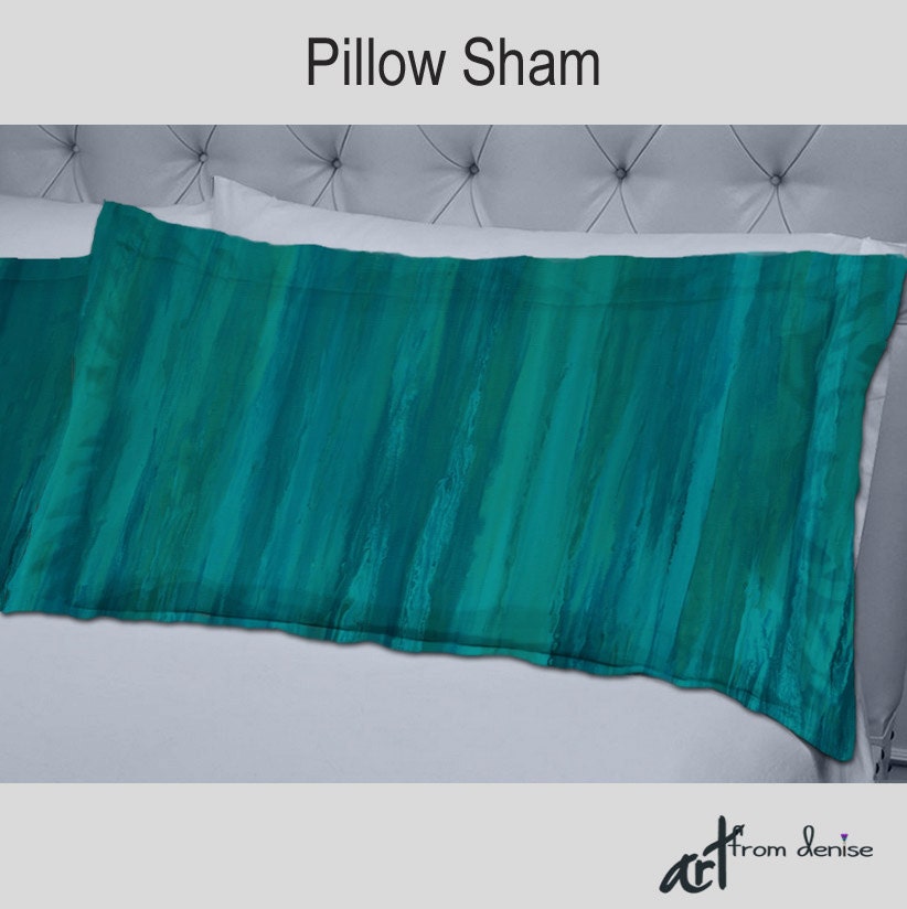 Teal Green Turquoise Blue Pillow Shams Bedroom Decor Etsy