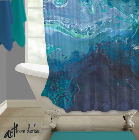 Abstract Shower Curtain Teal Gray Turquoise Aqua Blue Abstract Shower Curtain Teal Gray, Turquoise Blue Shower Curtains